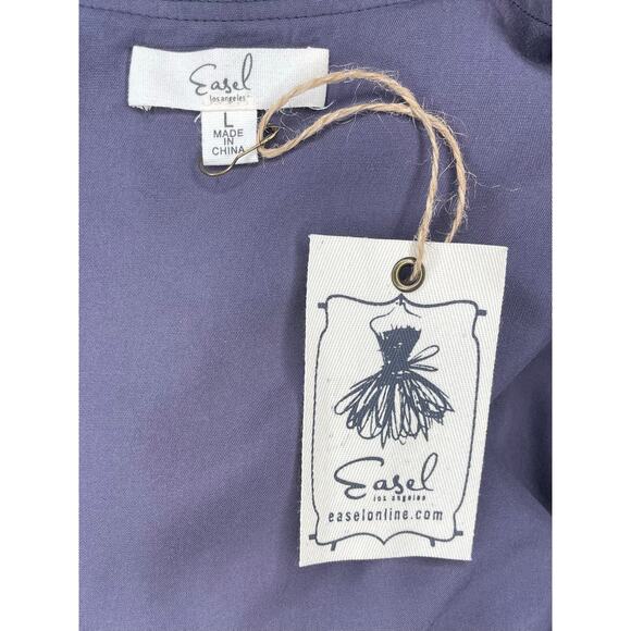 Easel Los Angeles Embroidered Boho Vest Women’s L Blue Gray Floral Tassel NWOT - Picture 2 of 9